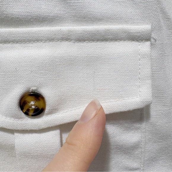 Tuckernuck White Linen Blend Sleeveless Top Vest Waistcoat Size Large Buttons Up - Picture 8 of 11